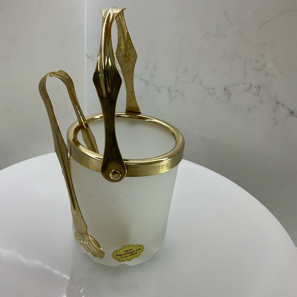 Vintage 1960’s frosted glass personal ice bucket with tongs - Picture 6 of 13